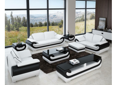 Sofa set 3+2+1 Seater 2x Side table Sideboard Stool 7-piece Living room Set