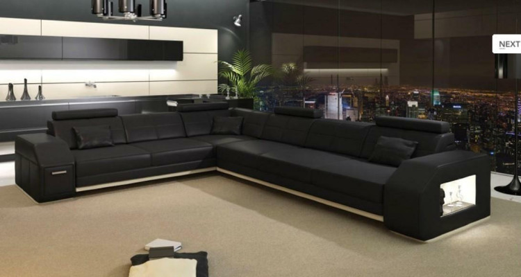Couch Corner sofa Leather Textile Upholstery Suite Designer Sofa Living landscape