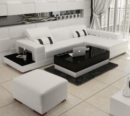 Leather sofa L-shape Couch Living landscape Corner sofa Corner Suite Design