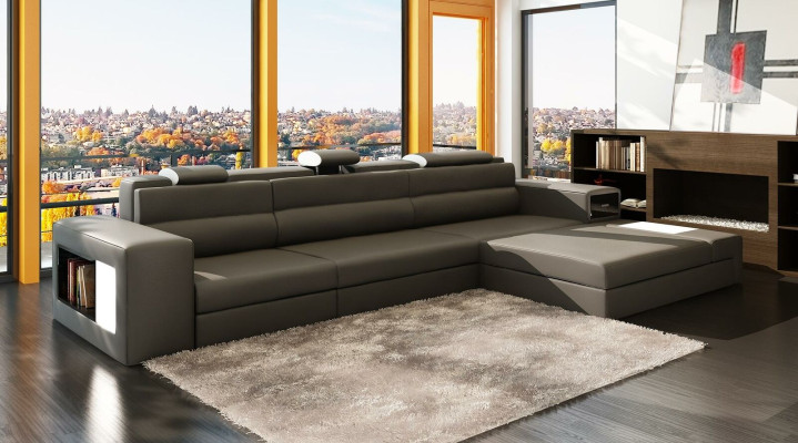 Corner sofa Leather sofa Living landscape L-shape Sofa Decorative Couch Upholstery Seat Corner