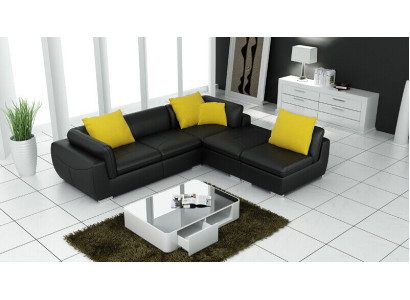 Leather sofa L-shape Couch Living landscape Corner sofa Suite Decor Design Modern