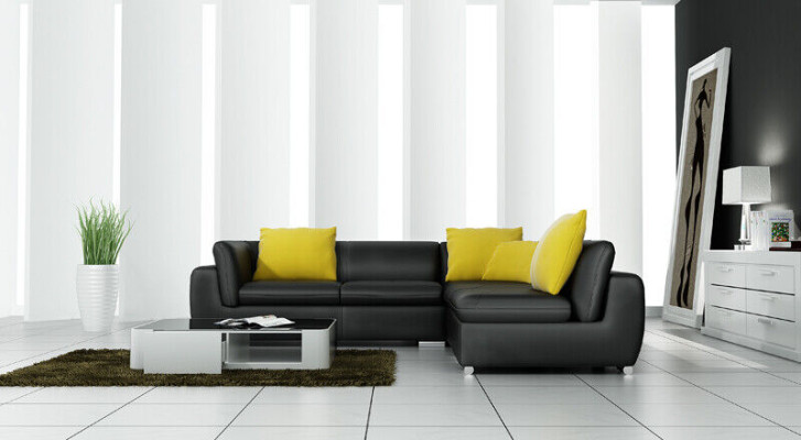 Leather sofa L-shape Couch Living landscape Corner sofa Suite Decor Design Modern