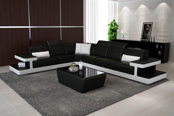 Leather sofa L-shape Couch Living landscape decor Corner sofa Suite Design Modern