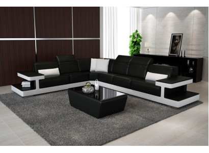 Leather sofa L-shape Couch Living landscape decor Corner sofa Suite Design Modern