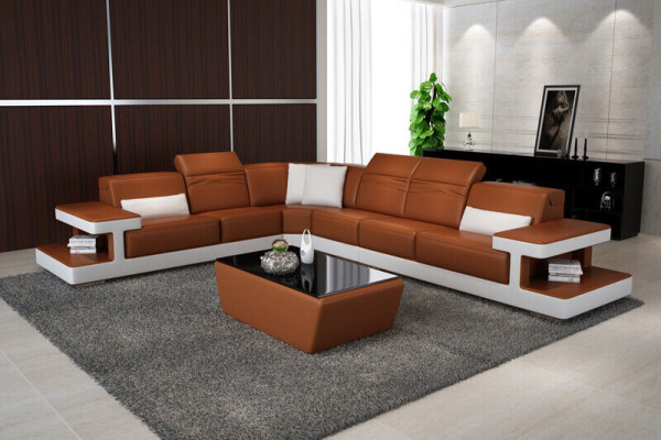 Leather sofa L-shape Couch Living landscape decor Corner sofa Suite Design Modern