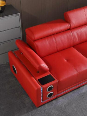 Couch Illuminated Leather Corner sofa L-shape Sound Led Boxes Modern