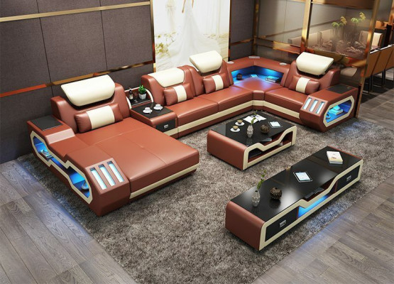 Mega large Living landscape - Lighting System Sofa Upholstery new Couch