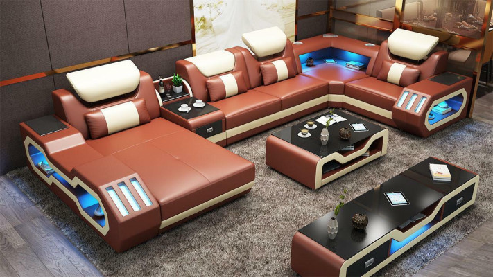 Mega large Living landscape - Lighting System Sofa Upholstery new Couch