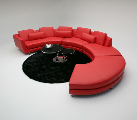 Red Round Couch Corner sofa Living landscape Round sofa Upholstery Suite Sofas
