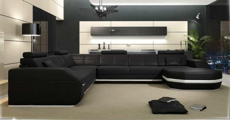 Corner sofa leather sofa Big xxl U-shape Living landscape Sofa Couch Decoration Suite