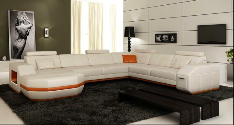 Corner sofa leather sofa Big xxl U-shape Living landscape Sofa Couch Decoration Suite