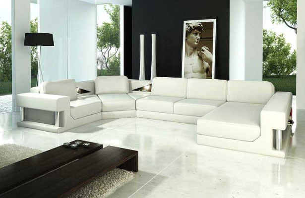 Leather sofa Corner sofa Suite Upholstery U-shape Couch Sofa Design