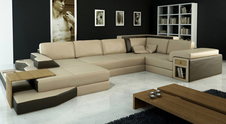 Design Sofa U-shape Leather Living landscape Couch Upholstery Seat Corner sofa