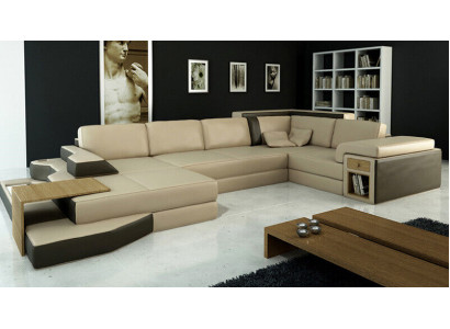 Design Sofa U-shape Leather Living landscape Couch Upholstery Seat Corner sofa
