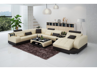 Leather sofa Designer Sofa U-shape Living landscape Couch Upholstery Corner sofa