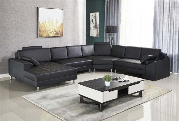 Corner sofa U-shape Sofa Couch Upholstery Corner sofa Living landscape Leather sofa