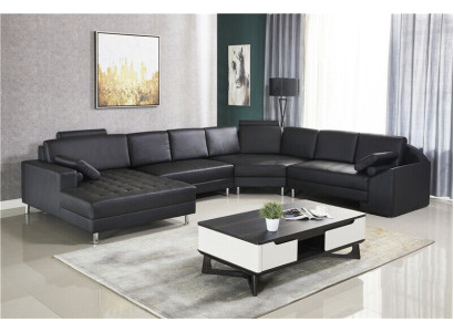 Corner sofa U-shape Sofa Couch Upholstery Corner sofa Living landscape Leather sofa