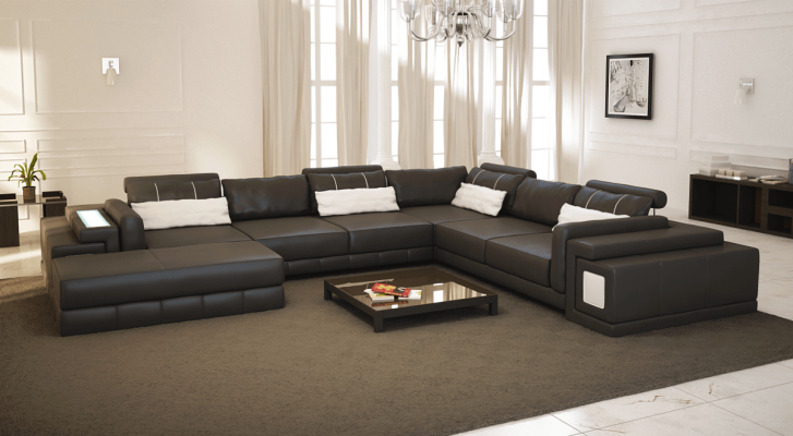 Leather sofa U-shape Couch Living landscape Corner sofa Suite Design Modern Sofa new