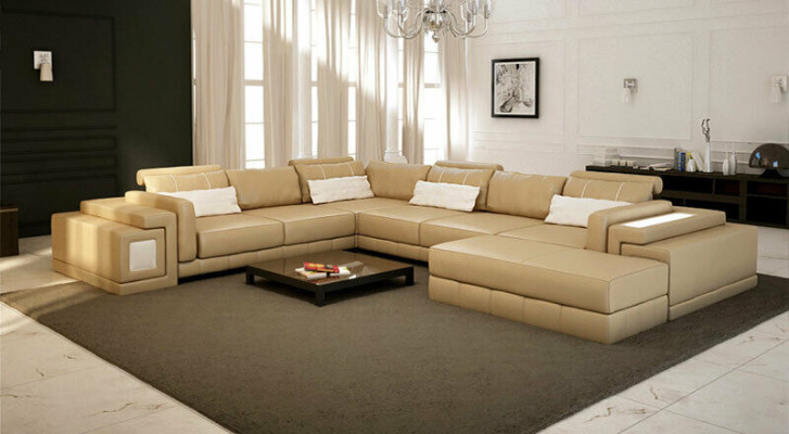 Leather sofa U-shape Couch Living landscape Corner sofa Suite Design Modern Sofa new