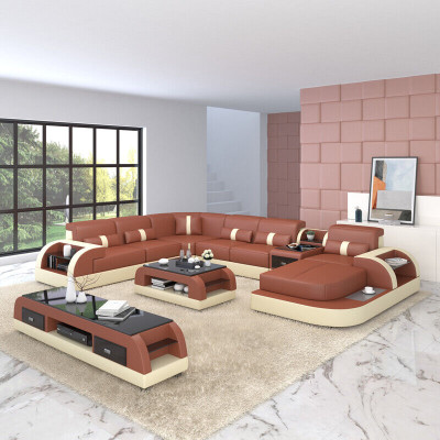 U-shape Sofa Couch Upholstery Suite Corner sofa Living landscape Design Leather