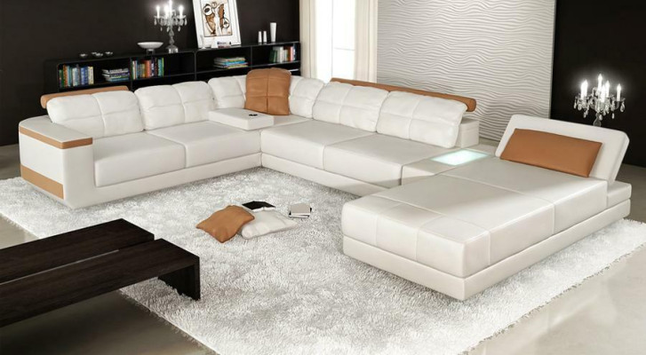 Leather sofa custom-made Corner sofa Couch Upholstery Seat Suite Living landscape