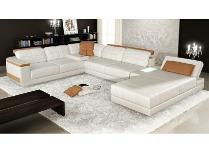 Leather sofa custom-made Corner sofa Couch Upholstery Seat Suite Living landscape