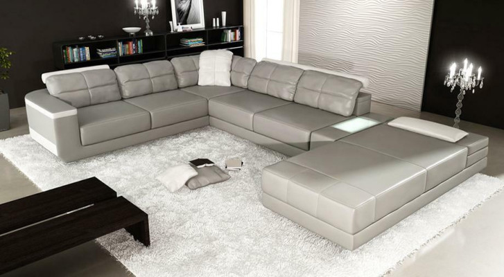 Leather sofa custom-made Corner sofa Couch Upholstery Seat Suite Living landscape