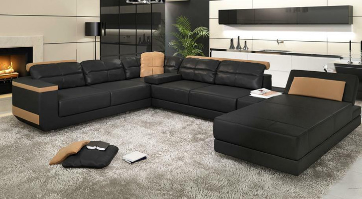 Leather sofa custom-made Corner sofa Couch Upholstery Seat Suite Living landscape