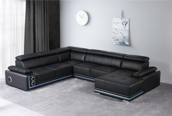 Modern Corner sofa Living landscape Couch Corner suite Led Line Illuminated