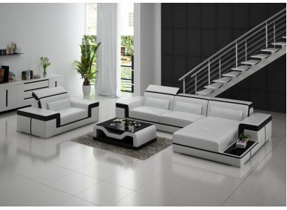 Living landscape Corner sofa L-shape Armchair Set Suite Modern Sofa Leather