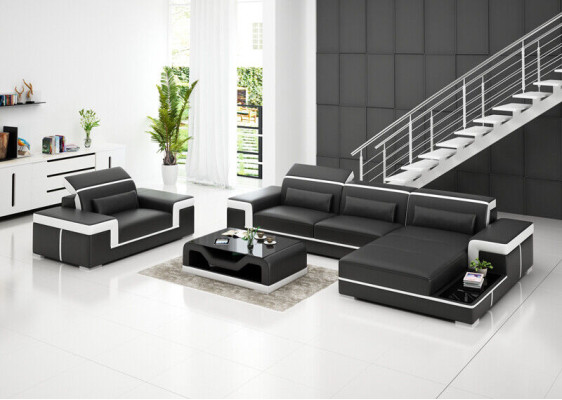 Living landscape Corner sofa L-shape Armchair Set Suite Modern Sofa Leather