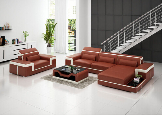 Living landscape Corner sofa L-shape Armchair Set Suite Modern Sofa Leather