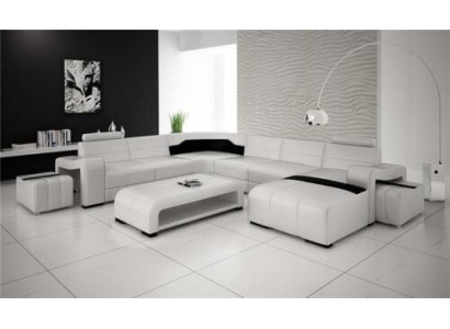 Living landscape Couch Upholstery Seat Suite Corner sofa Big Couches + 2 Stool