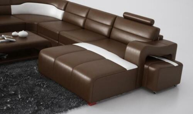Living landscape Couch Upholstery Seat Suite Corner sofa Big Couches + 2 Stool