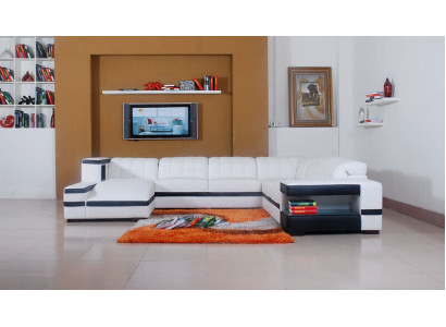 Designer Sofa Couch Corner sofa with Stool Suite Living landscape Upholstery