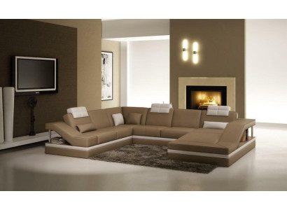 Corner sofa Leather sofa Upholstery Sofa Living landscape Couch Corner suite U-shape