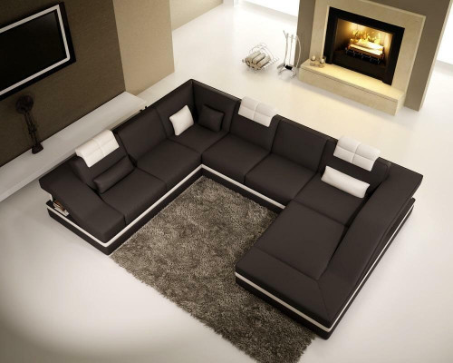 Corner sofa Leather sofa Upholstery Sofa Living landscape Couch Corner suite U-shape