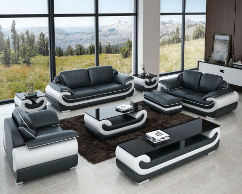 Leather sofa Couch Living landscape 3+1+1 Seater Suite Design Modern Sofa
