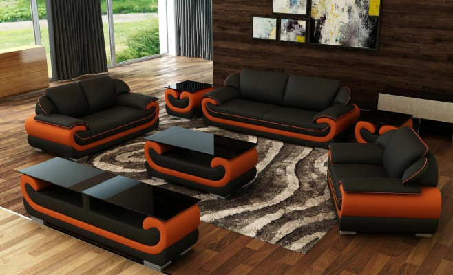 Leather sofa Couch Living landscape 3+1+1 Seater Suite Design Modern Sofa