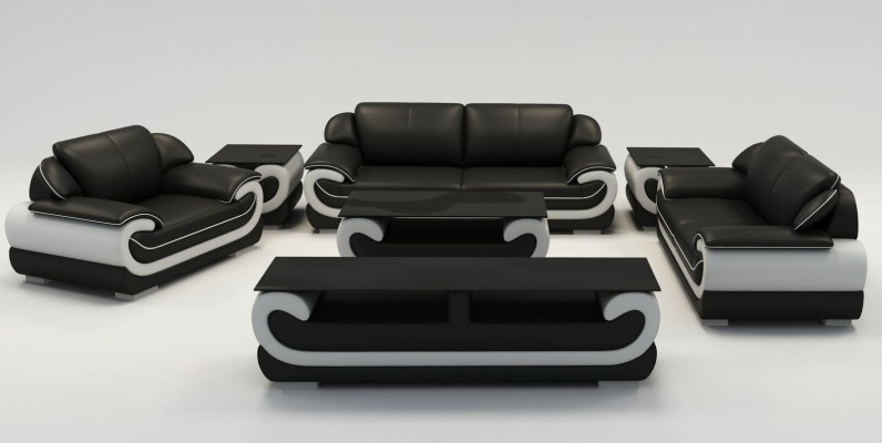 Leather sofa Couch Living landscape 3+1+1 Seater Suite Design Modern Sofa