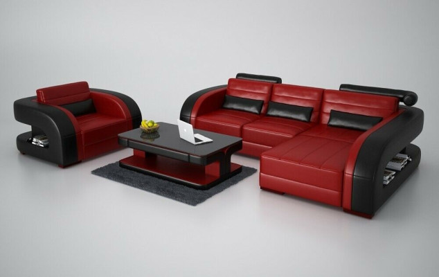 Modern Sofa Corner suite L-shape Upholstery Seat Corner Couch + Armchair Sofas