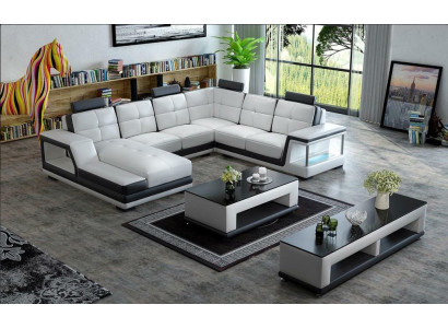 Corner sofa U-shape Upholstery Corner sofa Living landscape Leather sofa Modern new