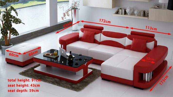 Leather sofa Corner sofa Stool Suite Upholstery L-shape Couch Sofa Design