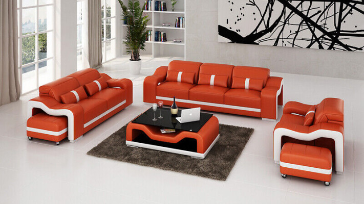 Designer Black Sofa Set 3+2+2 Seater Luxurious Couches Leather Set