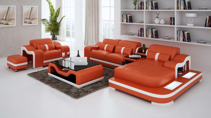 Living landscape Corner sofa L-shape Armchair Set Suite Deco Modern Sofa Leather
