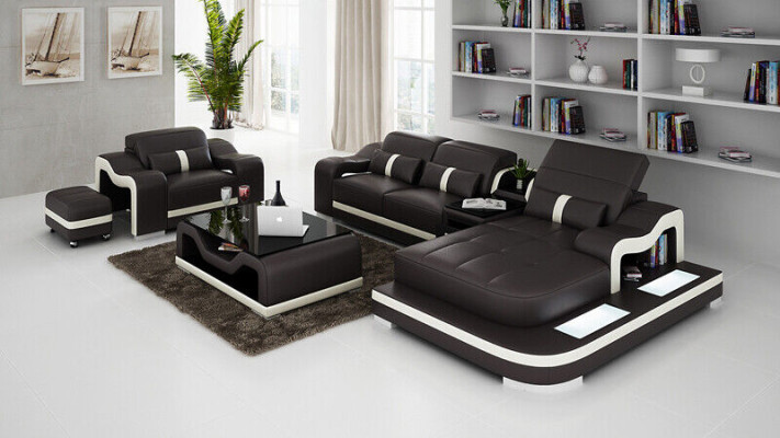 Living landscape Corner sofa L-shape Armchair Set Suite Deco Modern Sofa Leather