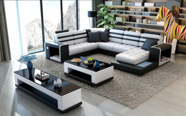 Living landscape Corner sofa U-shape Sofa Couch Design Couch Textile Modern Upholstery new