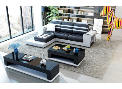 Corner sofa Upholstery L-shape Coffee table Sideboard Leather sofa Living landscape new