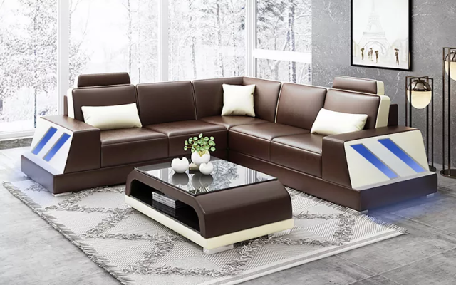 Leather sofa Corner sofa Upholstered sofa Couch Corner suite Living landscape Upholstery