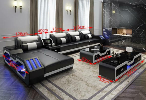 Leather Design Sofa Couch Upholstery Corner sofa Suite Living landscape Corner sofa